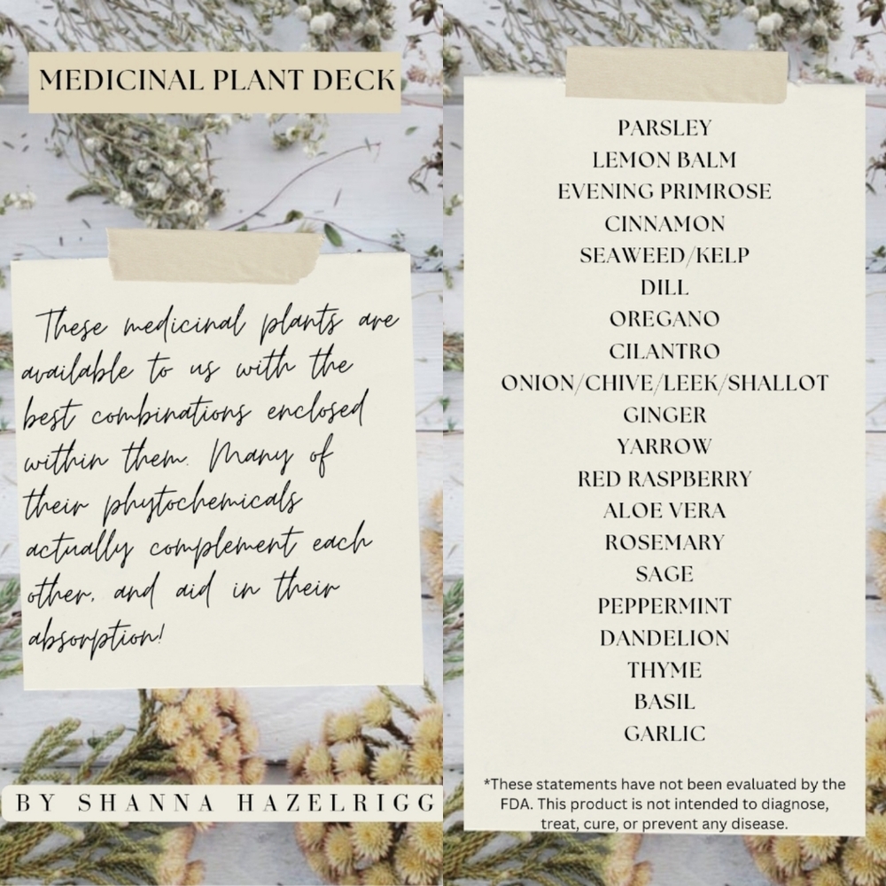 Medicinal plants card deck, covers 20 plants plus 25 essential vits and minerals